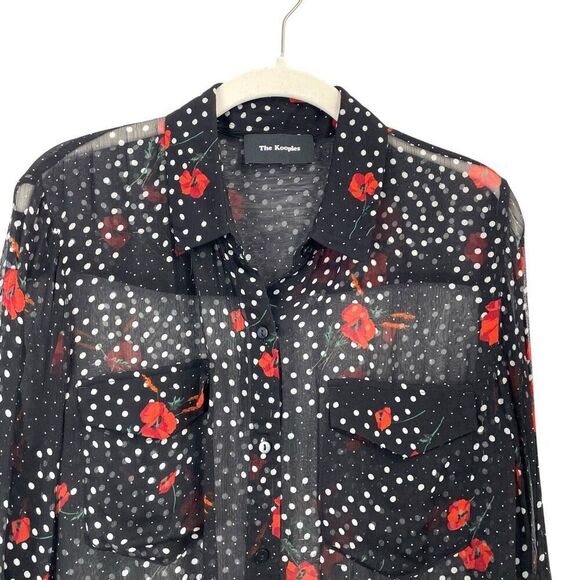 THE KOOPLES Poppy Popi Pop swiss dot Print blouse Size 2 - Picture 2 of 8